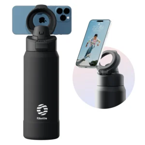 Fjbottle Magnetic Thermos Stainless Steel Sports Water Bottle with Magnetic Phone Holder Bouncing cover Insulation Cup